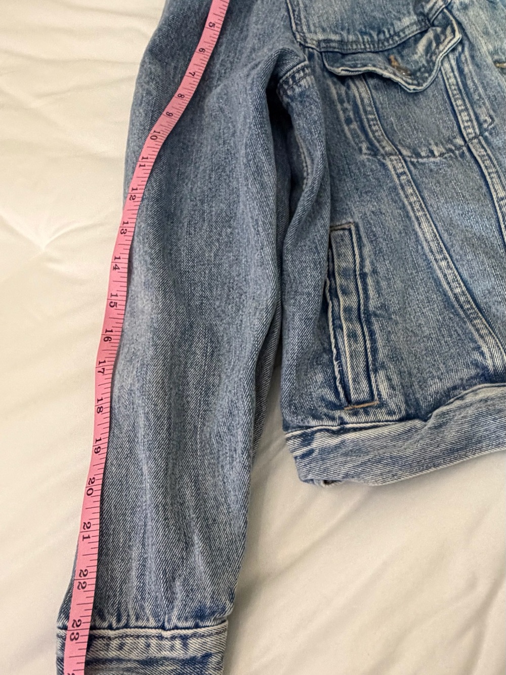 Gap Puff Sleeve Denim Jacket XL Medium Wash Statement Sleeve - Picture 9 of 11